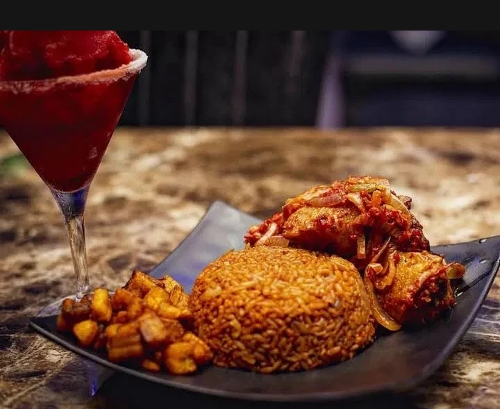Jollof rice and a cocktail at Josh Kabana Bar & Lounge