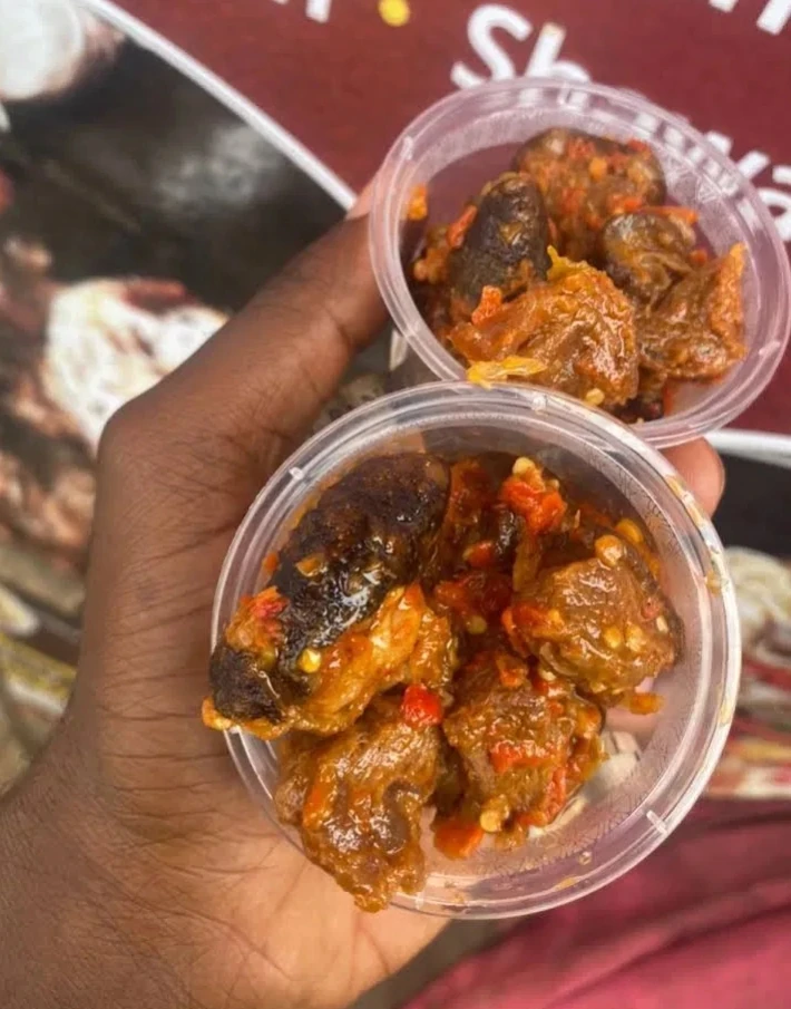 Spicy suya served in cups