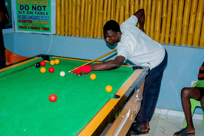 A game of snooker in the entertainment room